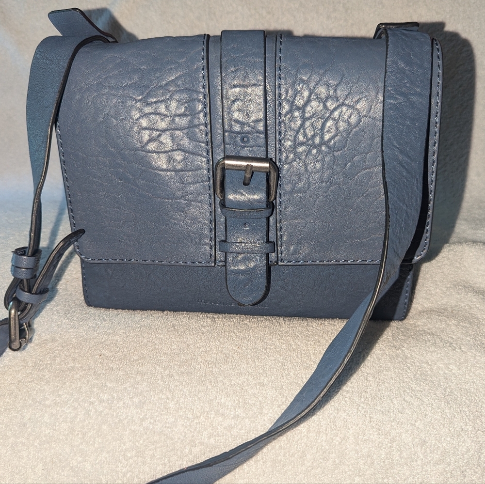 Treasure & Bond blue grain leather crossbody bag.